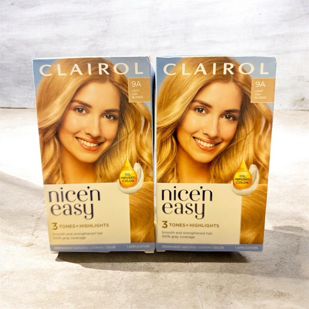 Clairol Nice'n Easy Permanent Hair Color 9A Light Ash Blonde (2 Pack)